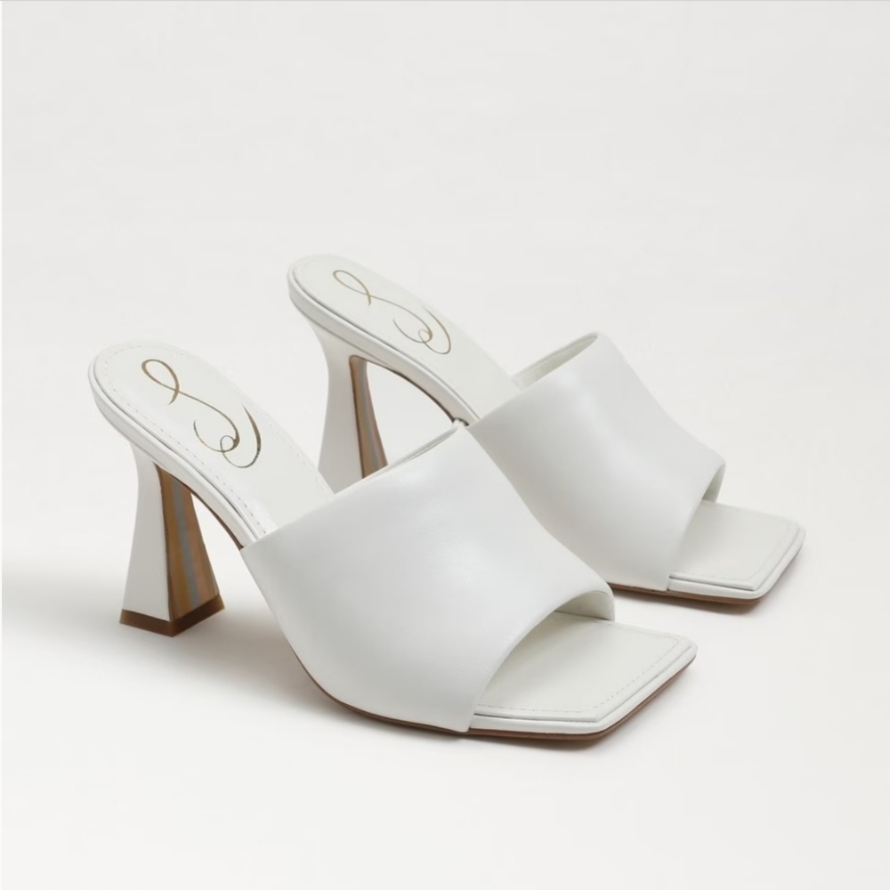 Sam Edelman Carmen Mule Heel Sandal Bright White 6.5 NEW IN BOX
